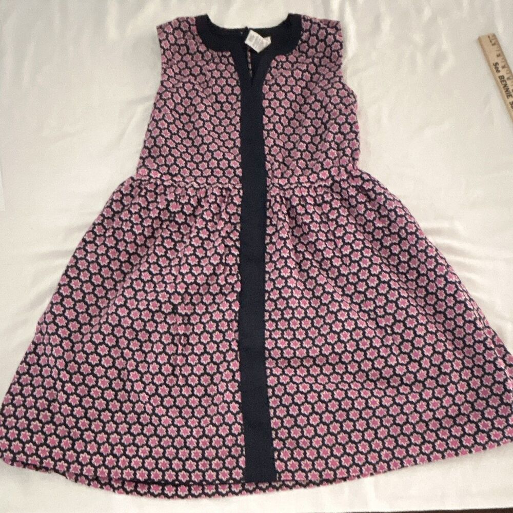 Crewcuts Girls 14 Pink Navy Star A-Line Knee Dress Sleeveless Lined Zip B7774